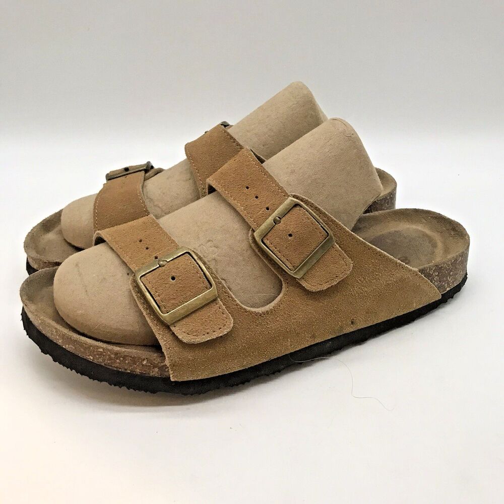 Project Cloud Venita Slides Women's 7.5 Tan Suede Leather Memory Foam Sandals